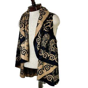 Women's Black‎ & Beige NWOT Reversible Cotton Shawl/Cardigan
